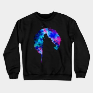 Howling Wolf Moon Space Galaxy Drips Hipster Trend Gift Crewneck Sweatshirt